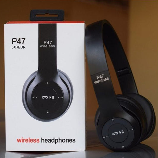 Long Listening Battery Fast Charging Wireless Bluetooth 5.1 Headphones With SD Card Function – P47 Model | Random