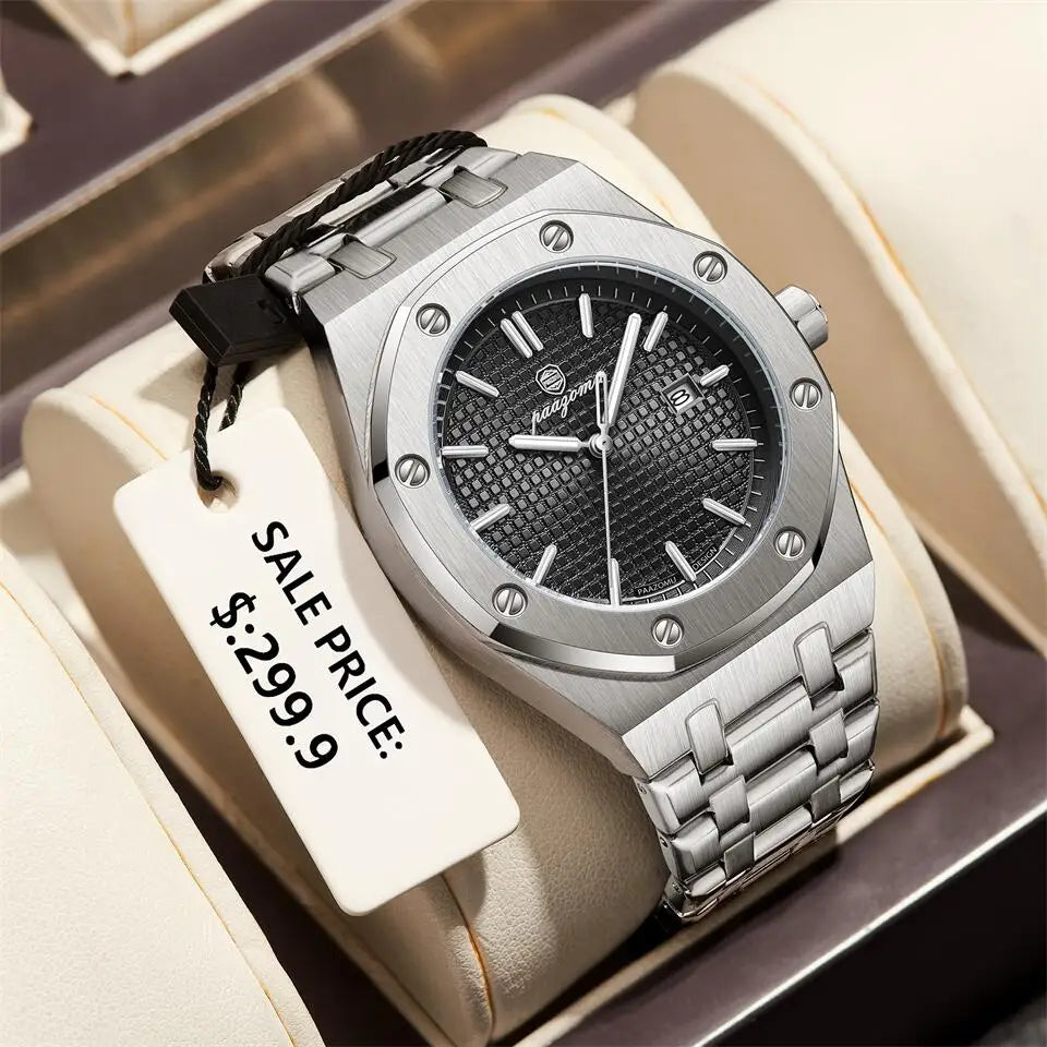 Pagani Design Men’s Luxury Stainless Steel Automatic Watch White Dial Royal Oak Style Sports Watch