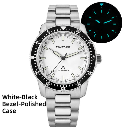 MILITADO VH31 Sweep Quartz Men's Watch | Stainless Steel Dive Style Watch with 200M Water Resistance