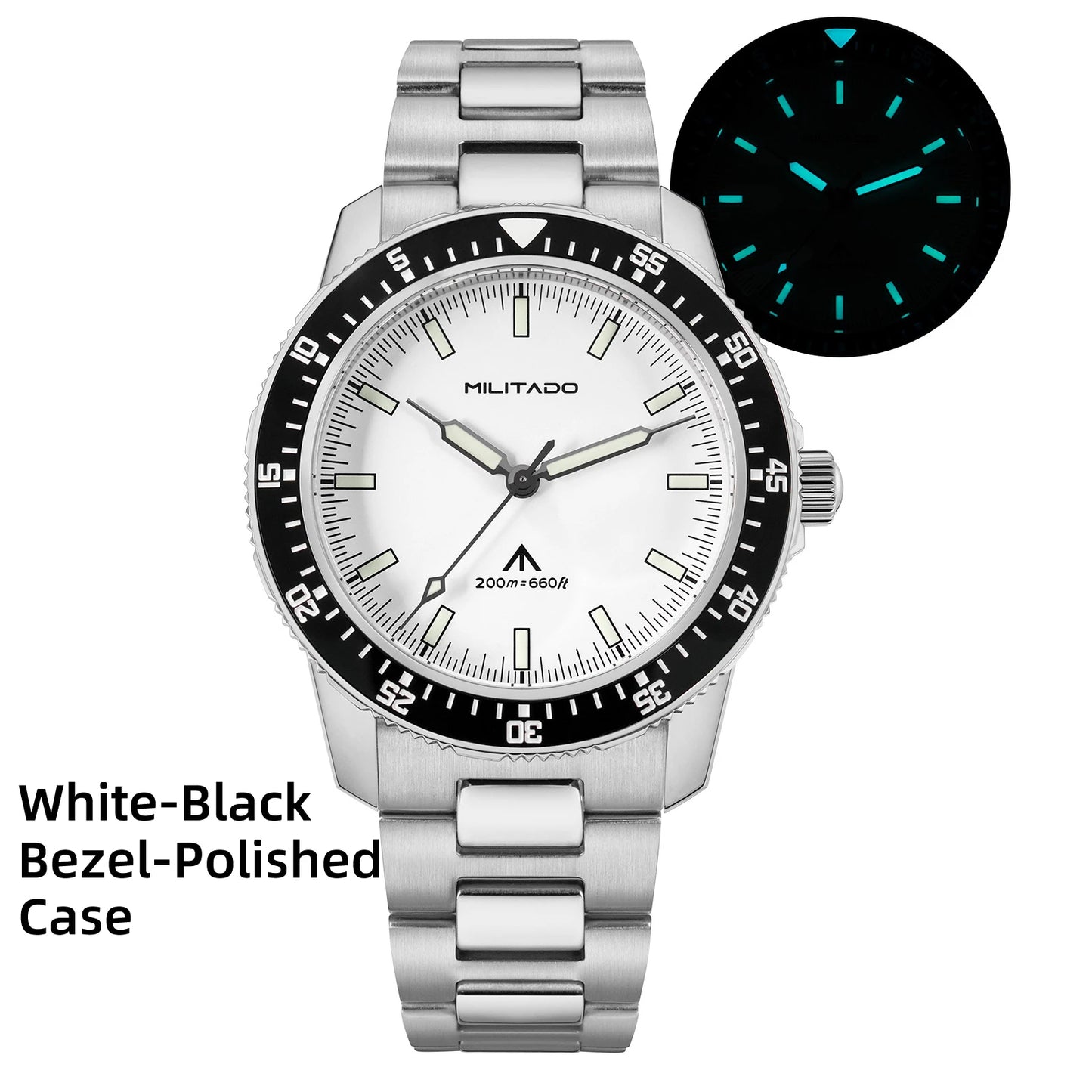 MILITADO VH31 Sweep Quartz Men's Watch | Stainless Steel Dive Style Watch with 200M Water Resistance