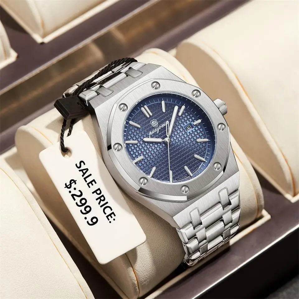 Pagani Design Men’s Luxury Stainless Steel Automatic Watch White Dial Royal Oak Style Sports Watch