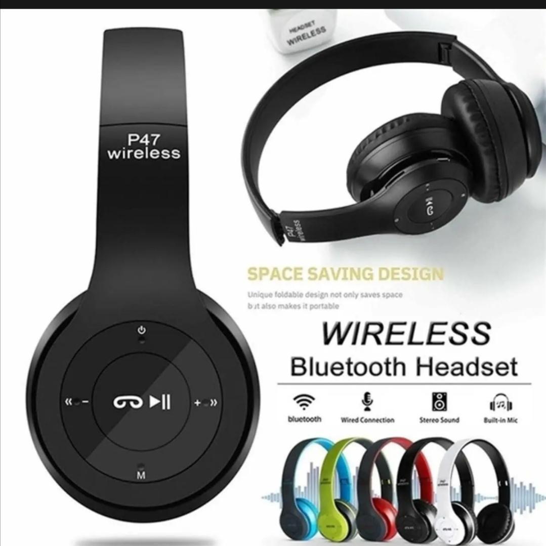 Long Listening Battery Fast Charging Wireless Bluetooth 5.1 Headphones With SD Card Function – P47 Model | Random