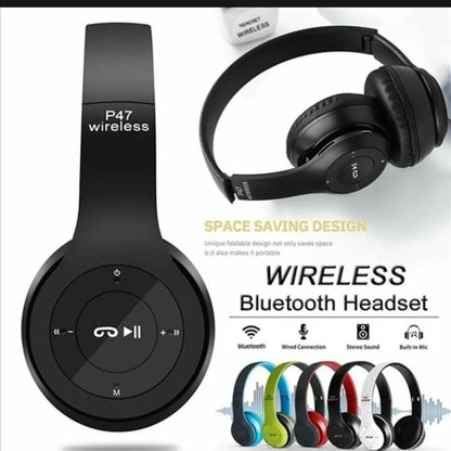 Long Listening Battery Fast Charging Wireless Bluetooth 5.1 Headphones With SD Card Function – P47 Model | Random