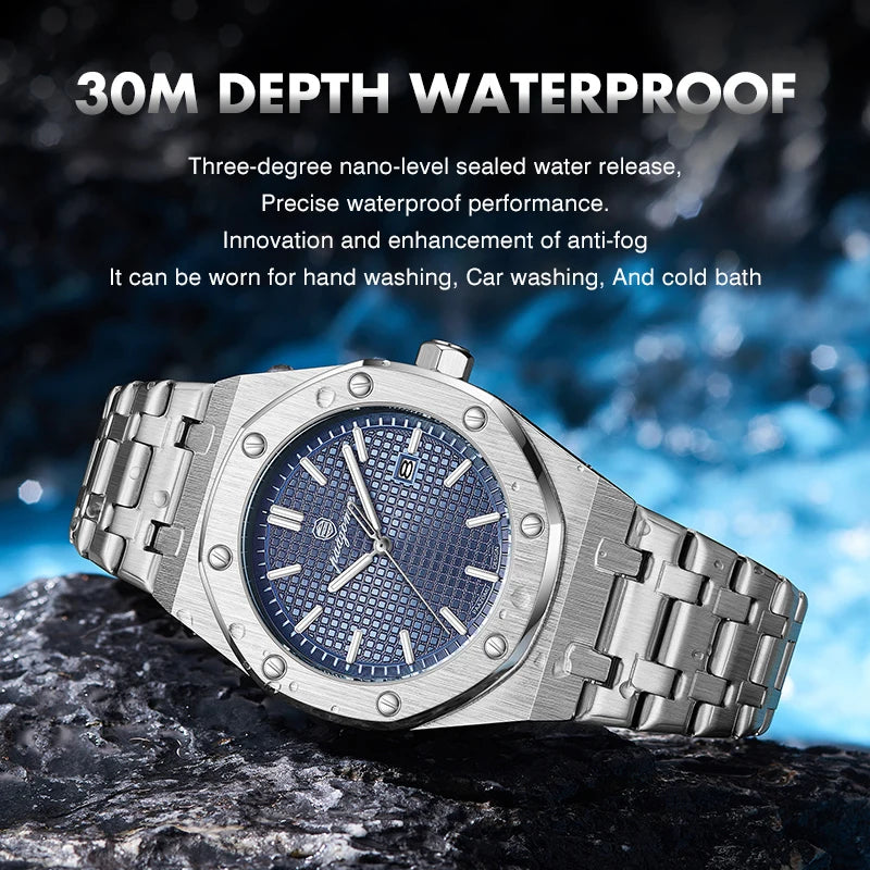 Pagani Design Men’s Luxury Stainless Steel Automatic Watch White Dial Royal Oak Style Sports Watch