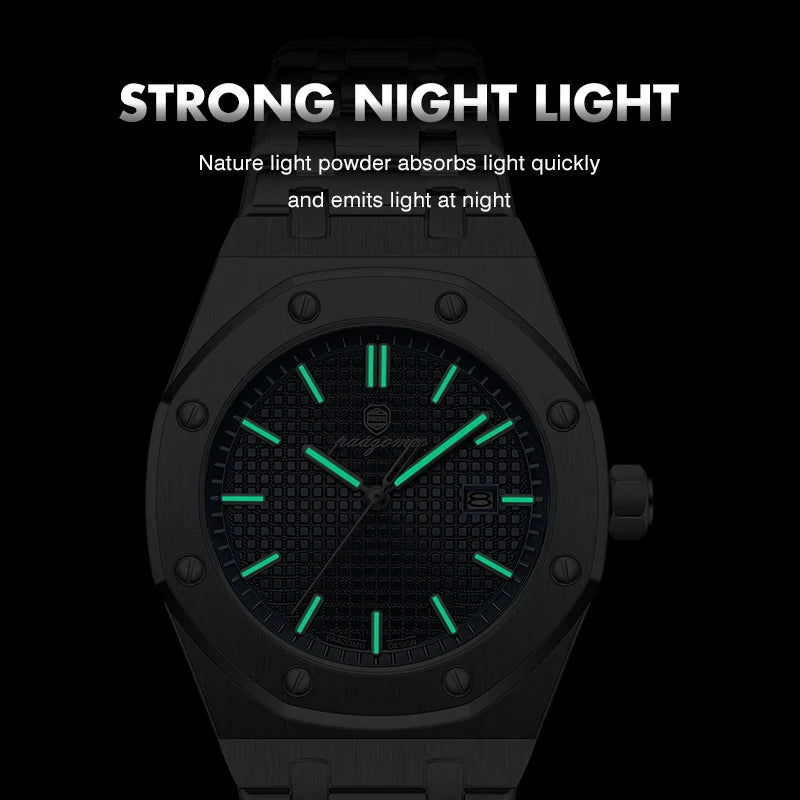 Pagani Design Men’s Luxury Stainless Steel Automatic Watch White Dial Royal Oak Style Sports Watch