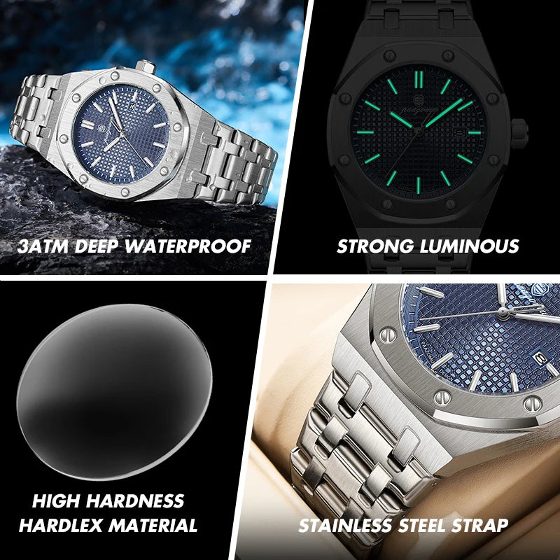 Pagani Design Men’s Luxury Stainless Steel Automatic Watch White Dial Royal Oak Style Sports Watch