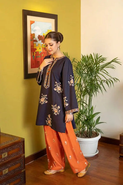 2 Pcs Women's Unstitched Embroidered Suit