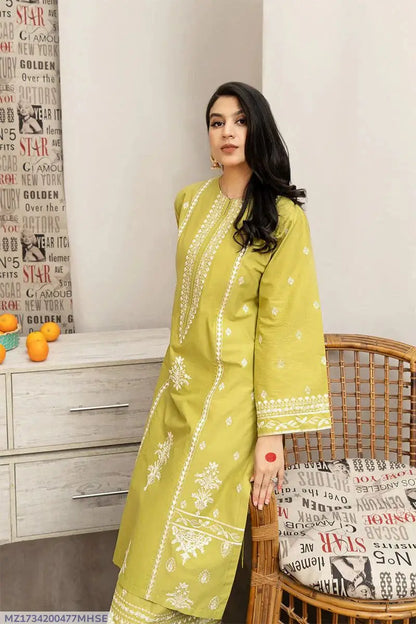 2 Pcs Women's Unstitched Embroidered Suit