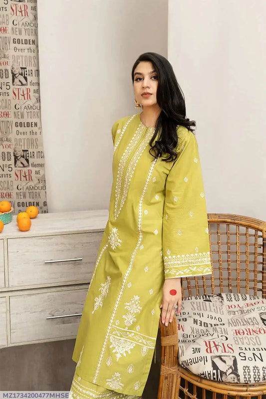 2 Pcs Women's Unstitched Embroidered Suit