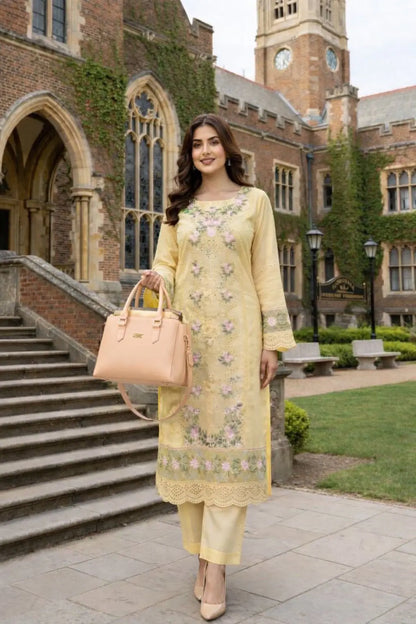 2 Pcs Women's Unstitched Embroidered Suit