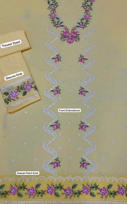 2 Pcs Women's Unstitched Embroidered Suit