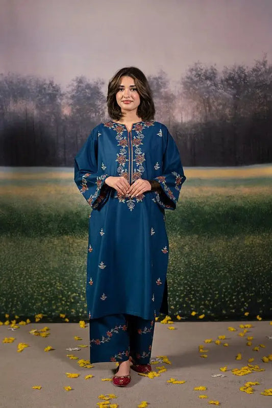 2 Pcs Women's Unstitched Embroidered Suit