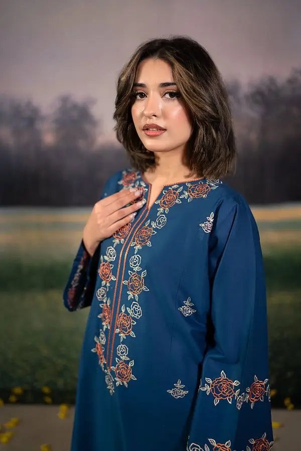 2 Pcs Women's Unstitched Embroidered Suit