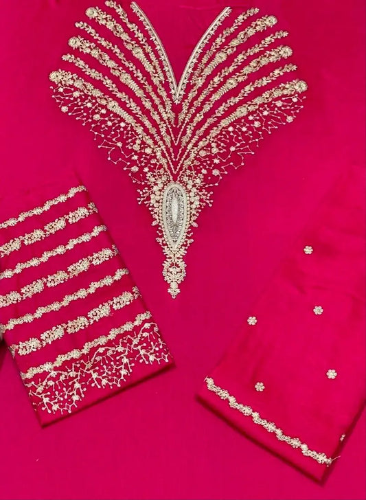 2 Pcs Women's Unstitched Embroidered Suit