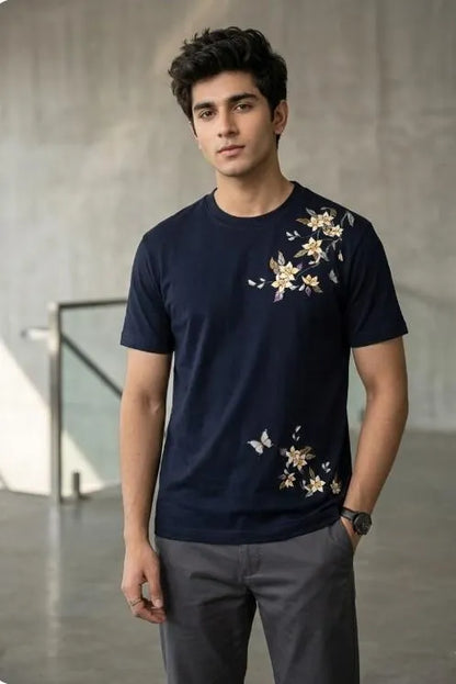 1 Pc Men's Dri Fit Flower Printed T-Shirt