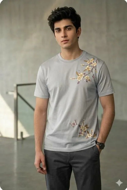 Men's Grey Printed Dri Fit T-Shirt Medium to XL
