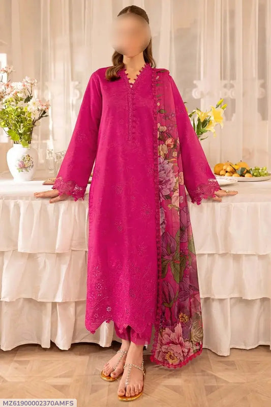 3 Pcs Women's Unstitched Embroidered Suit