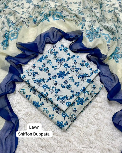 3 Pcs Women's Unstitched Printed Suit